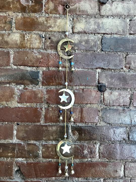 Stars and Moons Wind Chime (brass)